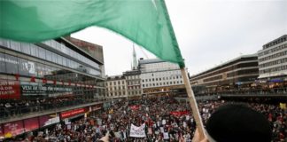Pro-Palästina Demonstration in Stockholm, Schweden. Foto Miriam Alster/Flash90