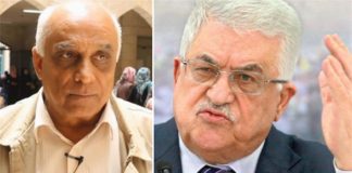 Professor Abdul Sattar Qassem (links) muss mit einem Verfahren wegen „Herausstreckens der Zunge“ gegen den Präsidenten der Palästinensischen Autonomiebehörde (rechts) und andere hochrangige PA-Vertreter rechnen. Foto Gatestone