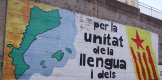 Ein Graffiti für die Unabhängigkeit Kataloniens. Foto 1997. CC BY-SA 3.0, Wikimedia Commons.