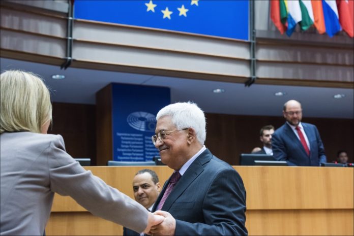 Der palästinensische Präsident Mahmoud Abbas zu Gast im EU Parlament. Foto © 