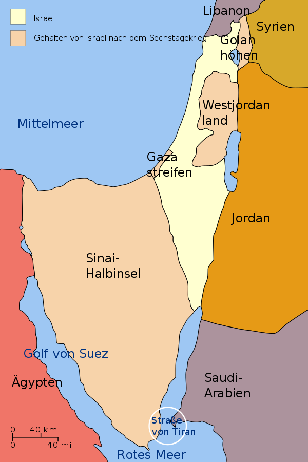 Israel nach dem Sechstagekrieg. Ling.Nut / Steinsplitter, CC BY-SA 3.0, Wikimedia Commons.