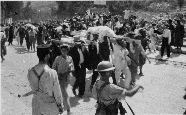 Begräbnis für ermordete Juden von Safed 1929. Foto Yad Yitzchak Ben-Zvi Archiv