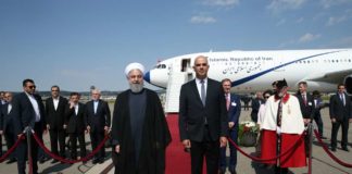 Bundespräsident Alain Berset begrüsst den iranischen Präsidenten Hassan Rouhani in Zürich. Foto Islamic Republic News Agency / IRNA.