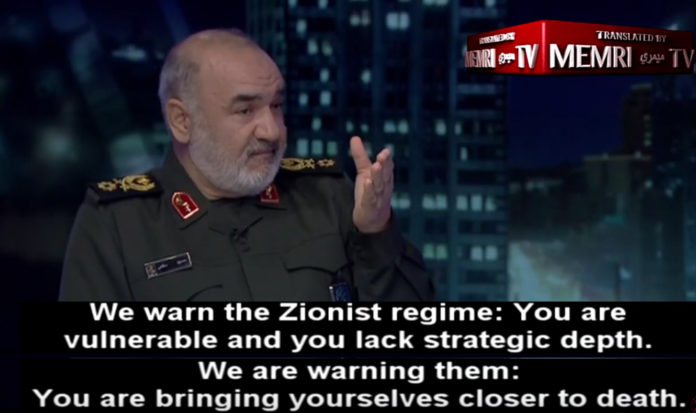 Der stellvertretende Kommandant der Islamischen Revolutionsgarde (IRGC) des Iran, Hossein Salami, hat Israel kürzlich im iranischen TV-Kanal 2 bedroht. Foto MEMRI /Screenshot