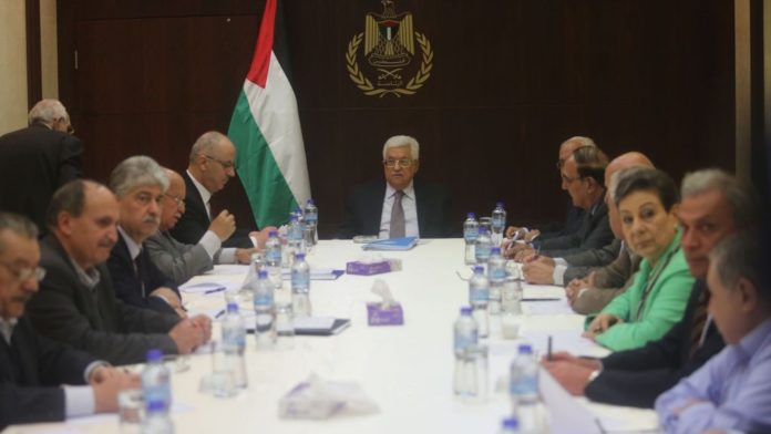Der Präsident der Palästinensischen Autonomiebehörde, Mahmoud Abbas bei einer Sitzung des Exekutivkomitees der Palästinensischen Befreiungsorganisation. Foto Flash90