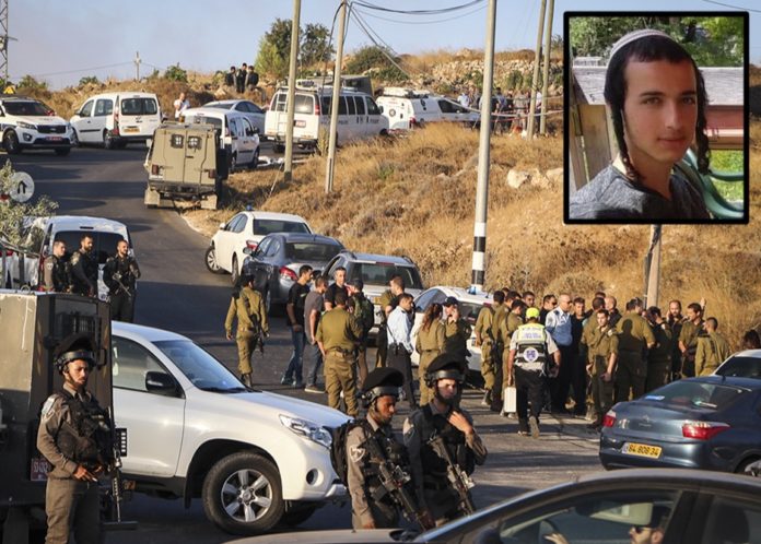 Israelische Sicherheitskräfte an der Stelle, an der am 8. August 2019 die Leiche von Dvir Sorek gefunden wurde. Foto Gershon Elinson/Flash90