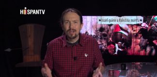 Der Chef von Podemos moderierte eine Fernsehsendung mit dem Titel: "Israel will Palästina tot sehen." Foto Screenshot Youtube