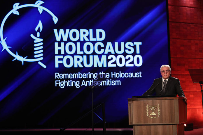 Bundespräsident Frank-Walter Steinmeier bei seiner Rede in der Holocaust-Gedenkstätte Yad Vashem. Foto Yad Vashem