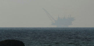 Offshore-Gasbohrinsel Leviathan im Mittelmeer, 130 Kilometer westlich von Haifa. Foto Ehud Amiton/TPS