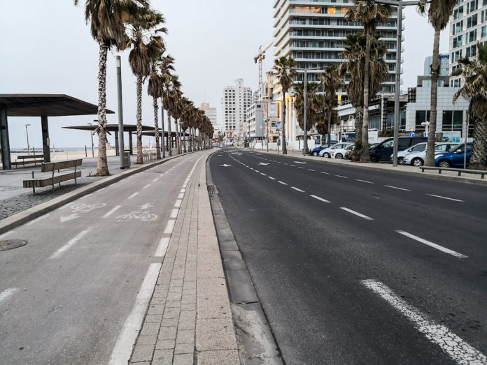 Leere Promenade in Tel Aviv am 27. März 2020. Foto Kobi Richter/TPS