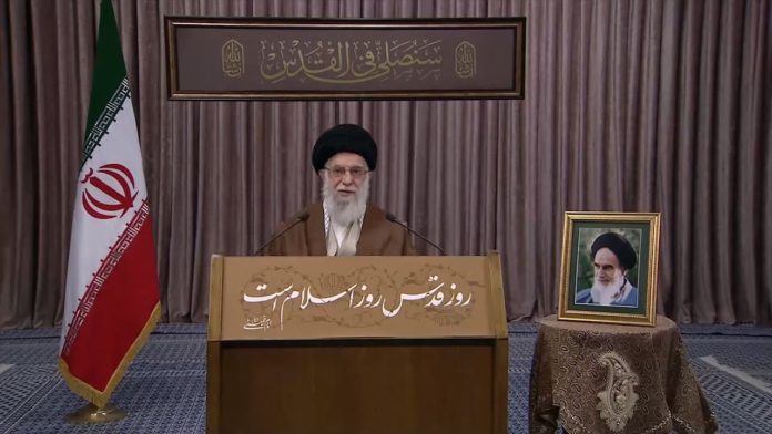 Ali Khamenei hält Quds-Day-Rede. Foto Screenshot Youtube / RT