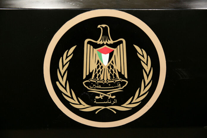 Wappen der Palästinensischen Autonomiebehörde. Foto Yehonatan Valtser/TPS