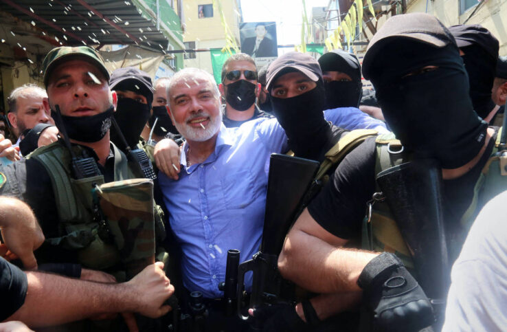 Hamas-Führer Ismail Haniyeh bei seinem Besuch im Libanon im Februar 2020. Foto imago images / ZUMA Wire