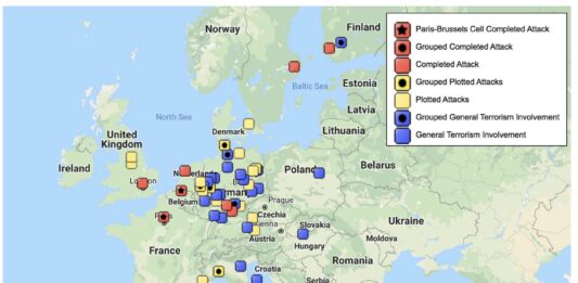 Terroranschläge und versuchte Anschläge und Verhaftungen von Dschihadisten 2014-2018. Foto Screenshot aus dem Bericht von Todd Bensman.