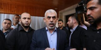 Der Führer der Hamas im Gaza-Streifen, Yahya Sinwar am 28. Oktober 2019. Foto Majdi Fathi/TPS