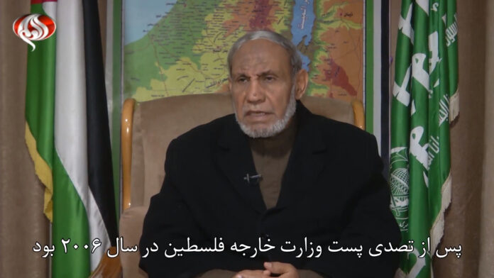 Mahmoud Al-Zahar. Foto Screenshot Youtube / رادیو پیام اسرائیل
