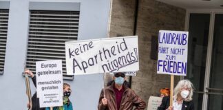Anti-Israel Aktivisten vor dem israelischen Generalkonsulat in München. Foto IMAGO / ZUMA Wire