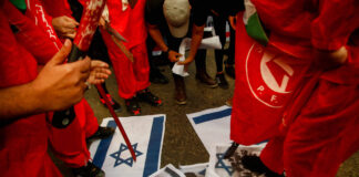 Demonstration der Volksfront für die Befreiung Palästinas PFLP im Stadtteil Sheikh Radwan in Gaza-Stadt. Foto IMAGO / Pacific Press Agency