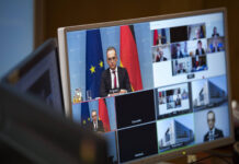 Heiko Maas, deutscher Bundesaussenminister, aufgenommen im Rahmen einer Videokonferenz der G7 zu Afghanistan. Berlin, 19.08.2021. Foto IMAGO / photothek