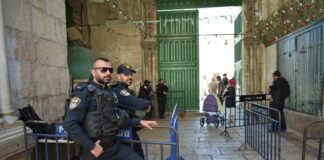 Israelische Polizei in der Jerusalemer Altstadt. Foto Maayan Berrebi/TPS