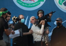 Kundgebung in Gaza-Stadt mit Yahya Sinwar, Führer der Hamas im Gazastreifen am 24. Mai 2021. Foto Majdi Fathi/TPS