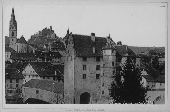 Landvogteischloss Baden. Foto Autor unbekannt - Swiss National Library, nbdig-18038, Gemeinfrei, https://commons.wikimedia.org/w/index.php?curid=36452993