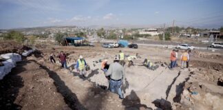 Der Ort, an dem die zweite Synagoge in der alten galiläischen Stadt Migdal entdeckt wurde. Foto Universität Haifa