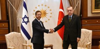 Der israelische Präsident Isaac Herzog und der türkische Präsident Recep Tayyip Erdoğan am 9. März 2022 in der Türkei. Foto Haim Zach/GPO