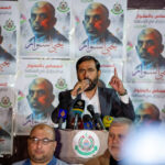 Hamas Funktionär Mushir al-Masri während einer Demonstration vor dem Haus des Hamas-Führers Yahya al-Sinwar. Foto IMAGO / ZUMA Wire