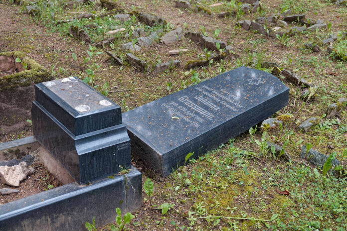 In Chemnitz haben Unbekannte auf dem Jüdischen Friedhof, im Kindergräberfeld, mehrere Grabsteine umgestürzt. Foto IMAGO / HärtelPRESS