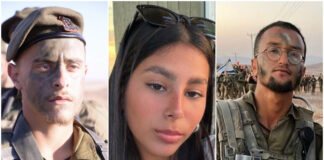 Staff Sgt. Ohad Dahan, 20, Sgt. Lia Ben Nun, 19, und Staff Sgt. Ori Yitzhak Iluz, Kampfsoldaten des Bardelas-Bataillons, die am 3. Juni 2023 an der ägyptischen Grenze erschossen wurden. Foto IDF