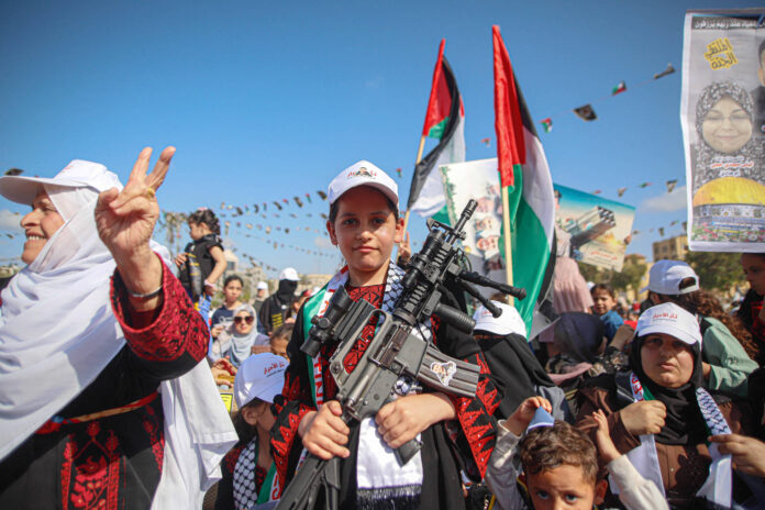 Der Palästinensische Islamische Dschihad hält am 19. Mai 2023 in Gaza-Stadt eine Kundgebung ab. Foto IMAGO / ABACAPRESS