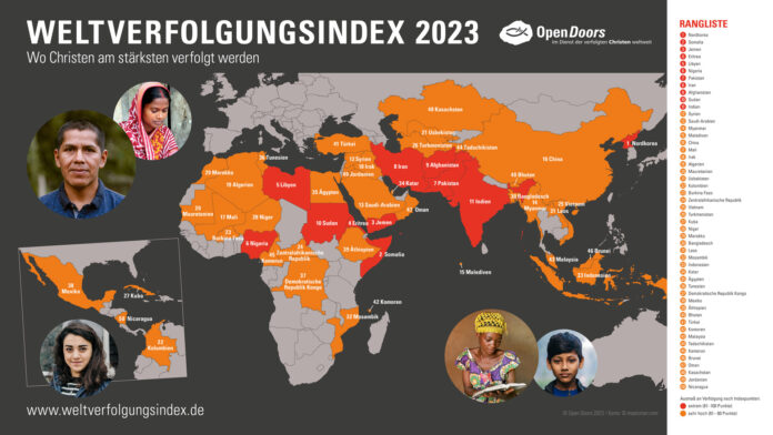 Weltverfolgungsindex 2023. Wo Christen am stärksten verfolgt werden. Foto Open Doors