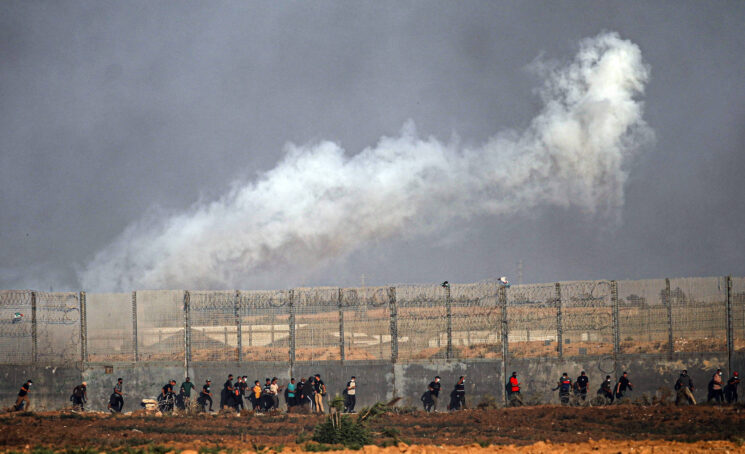 Palästinenser beteiligen sich an Ausschreitungen an der Ostgrenze des Gazastreifens, 22. September 2023. Foto IMAGO / ZUMA Wire