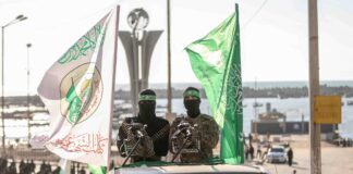 Mitglieder der Izz al-Din al-Qassam-Brigaden der Terrororganisation Hamas im Februar 2023 in Gaza. Foto IMAGO / UIG