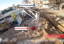 Am Donnerstag, den 17. November 2023, legten die Israelischen Verteidigungsstreitkräfte (IDF) und der Geheimdienst der Israelischen Sicherheitsbehörde (ISA) einen 55 Meter langen Terrortunnel frei, der sich 10 Meter tief unter dem Al-Shifa-Krankenhauskomplex befand. Foto IMAGO / UPI Photo