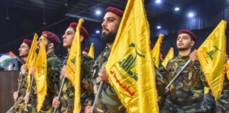 Hisbollah Kundgebung zum Al-Quds-Tag in Beirut, Libanon, 14. April 2023. Foto IMAGO / NurPhoto