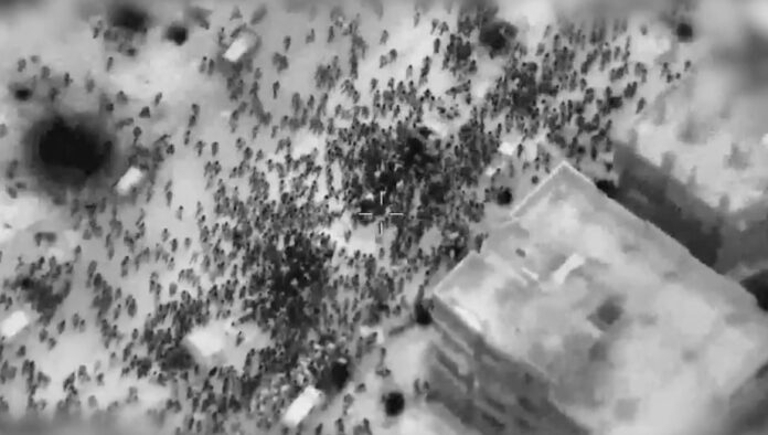 Screenshot von Luftaufnahmen, die von der IDF zur Verfügung gestellt wurden.