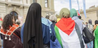 Demonstration zur "Solidarität mit palästinensischen Gefangenen" in Genf am 12.04.2025. Foto IMAGO / ZUMA Press Wire