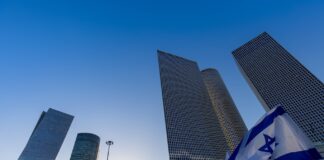 Skyline des Finanzviertels von Tel Aviv mit Einkaufszentren und Hightech-Büros. Foto IMAGO / Addictive Stock