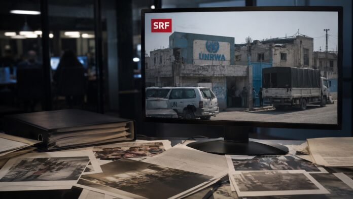 SRF, UNRWA und die ausgeblendeten Beweise. Foto KI SRF, UNRWA und die ausgeblendeten Beweise. Foto KI